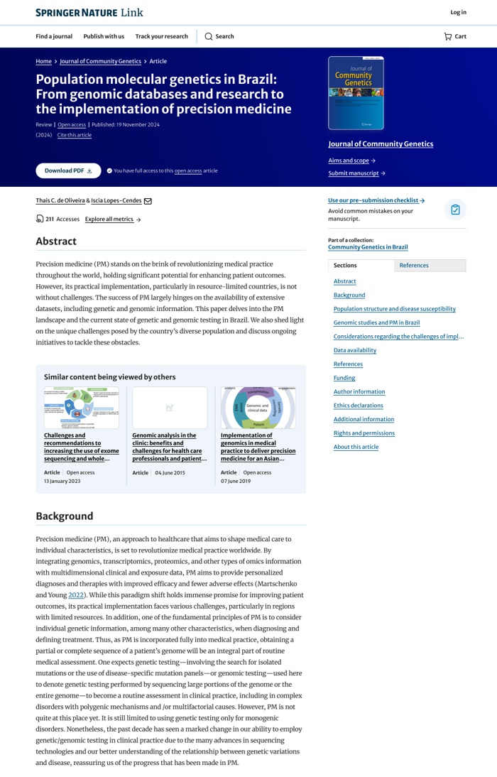 CEPID BRAINN - Blog - Novo paper genetica de populacao e medicina de precisao - o paper